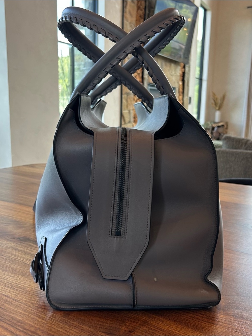 Balenciaga Neo- Grey Leather Tote with Braided Handles - Picture 7 of 17
